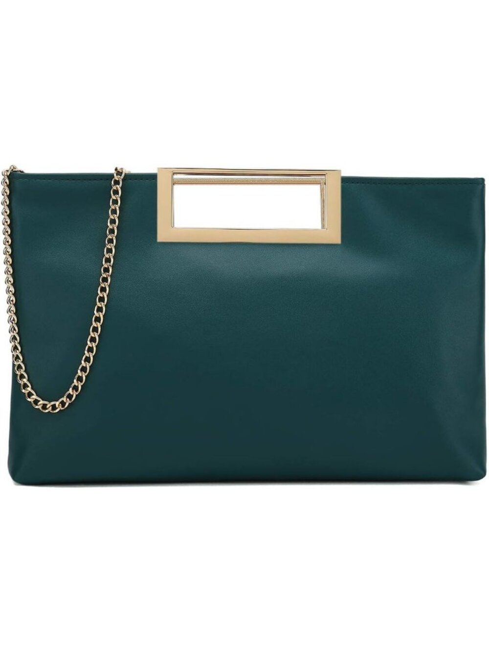 Womens Emerald Green PU leather Evening Clutch Handbag Stylish Convertible Purse